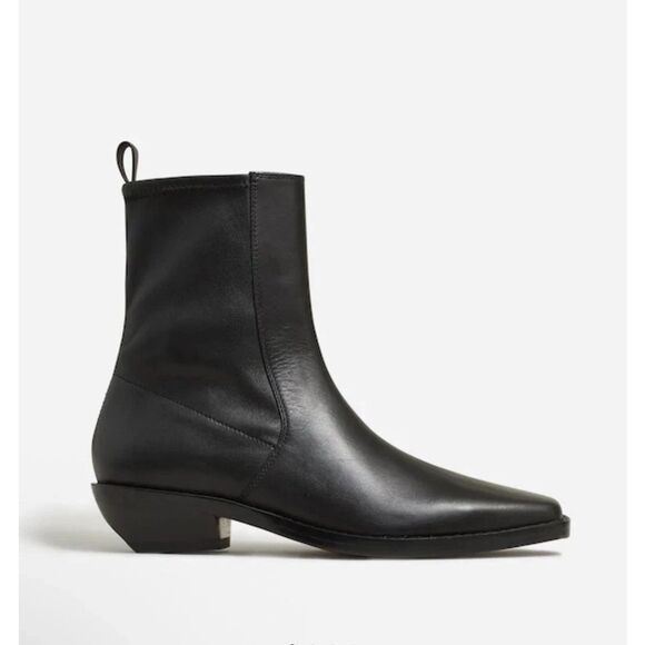 New  Madewell The Idris Black Leather Ankle Boot Women Size 9 Western Inspired - Picture 3 of 6